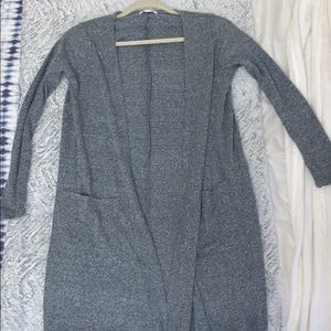 Grey Knit Cardigan Sweater